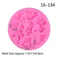 Stampo in silicone rosa per neonati con carrozzina e impronte, misura 7,5x7,5 cm - Stile 2 Passeggino Biberon / Rosa