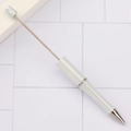DIY beaded ballpoint pen in light grey with silver plating and metal threaded rod - Pearl White