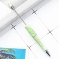 DIY plastic beaded pen featuring a light green marble pattern and sleek silver metal accents - Green Marble Texture (75)