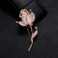 Rose gold flower brooch with synthetic opal and white rhinestones in rose-like design - Rose Opal