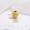 Macro shot of 10.5mm hollow gold sterling silver bead with dimensions and 1g weight - Style B / 9.2*10.5mm / Gold