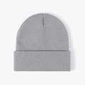 Minimalist grey double-layer knitted beanie hat with warm thermal ribbed texture - 4-Seam Blue Grey