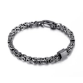 Vintage stainless steel Byzantine chain bracelet with antique finish and lobster clasp - Vintage Black (KB147957-KLHQ)