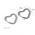 Polished silver heart hoop earrings in stainless steel with 23mm width dimensions - 23mm Silver Streamlined Heart Style (TE6029-19-S)