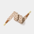 Brown and beige woven wide shoulder strap with golden metal hooks for crossbody bags - 5cm x 70cm / Brown Strap Gold Buckle