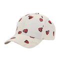 Detail of cream baseball cap featuring red graffiti heart pattern and textured fabric - One Size (56-60cm Adjustable) / Cream Red Black Heart (Style C)