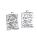 Silver vintage La Luna tarot card charms in rectangular shape for DIY jewelry making - 1 Piece - 2.7g / The Moon (23J1-2)