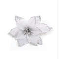 Sparkling silver poinsettia artificial flower with glitter for Christmas tree decoration - Style B Silver