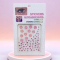 Pink 3D floral and round gemstone stickers for facial and body decoration in retail pack - 12 Flowers Pink
