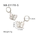 Zilveren vlinder oorbellen met details van 1,4 cm diameter en gewicht van 7 g - 18K goud / Zilver (NB-E1170-S)