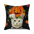 Cute Halloween black cat with pumpkin and maple leaf print on decorative pillow cover - Pumpkin Tower Cat