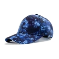 Tie-dye baseball cap in deep and sky blue marble print featuring a curved sun visor - Dark Blue Tie Dye