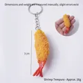 Tempura fried shrimp keychain, 7cm realistic food pendant with crispy texture - Breaded Tempura Thin Shrimp (Keychain)