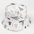 Detail of white cotton bucket hat with colorful Christmas trees and Merry Christmas print - M (56-58cm) / Christmas Tree Star-White