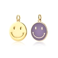 Detailed macro of gold and purple enamel smiley face pendants in S925 sterling silver - 925 Silver / Purple Enamel
