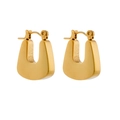 Polished gold-tone chunky U-shaped hoop earrings with minimalist geometric design - Gold (E3657)