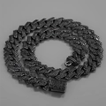 15mm hip hop cuban link necklace in black finish with pavé set crystals for men - 7 inch (18cm) / Gun Black Zirconia