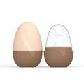 Pink and brown egg-shaped silicone ice roller with wave texture and water level mark - New Egg Brown