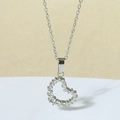 Silver heart pendant necklace with shimmering cubic zirconia and delicate steel chain - Silver N0058S