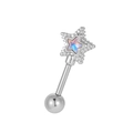 Titanium steel colorful star cartilage stud piercing with rainbow gemstone on white background - Iridescent Star Style (A-466)