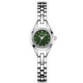 Elegant silver bracelet watch for women featuring a retro green round dial by GEDI - Silver Case Green Dial Silver Band