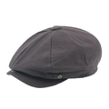 Dark coffee cotton linen newsboy cap with vintage metal W logo detail - Coffee
