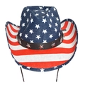 Vintage western cowboy hat with US flag star and stripe pattern and leather band - 56-58cm / Flag Style 1