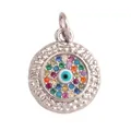 Silver Evil Eye amulet pendant with colorful crystal stones for good luck - Silver Multi-stone