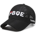 Gorra de béisbol negra de malla transpirable con bordado FBQE y letras laterales - Ajustable / Negro