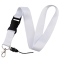 Solid white fabric lanyard with black quick-release buckle and metal swivel hook - Lanyard Only / White
