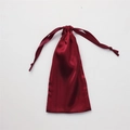 Elegant red silk satin drawstring storage pouch with a glossy finish for eye masks - Burgundy