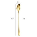 Golden 20cm long handle stainless steel coffee spoon with 3cm round mixing head - Gold (Pointed)