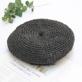 Handgemaakte vintage donkergrijze geweven strooien baret voor dames met textuur - Verstelbaar / Zwart