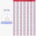 Matte finish 1x2m laser tinsel curtain with red and blue Christmas snowflake patterns - Matte Red Blue Silver Snowflake