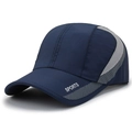 Dark blue sports mesh cap with white SPORTS logo and breathable grey side panels - Adjustable / Navy Blue