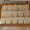 Beige velvet wood jewelry tray with 15 slots for organizing necklaces and pendants - 15 Slots Pendant / 15 Slots Pendant Wood Beige