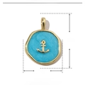 Detail view of blue enamel anchor pendant with 18x13mm dimensions and weight specs - Sky Blue Anchor