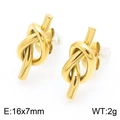 Golden titanium steel interlocking knot earrings, 16x7mm size and 2g lightweight design - Knotted Design Style (KE113821-KFC)