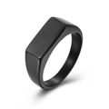 Anello con sigillo minimalista in acciaio al titanio nero con superficie quadrata liscia - Taglia 7 / Nero