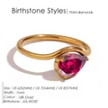 Water drop red gemstone ring in 18K gold plated stainless steel for July birthdays - July Rose Red
