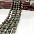 Polished unakite stone beads for jewelry making with green and reddish granite texture - Natural Dragon Blood Stone 38 / 6mm / Approx 63pcs