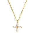 Collar dorado con colgante de flor de circón marquesa y baño de oro de 18 quilates - Colgante de Flor en Cruz Blanca (SN22040908W)