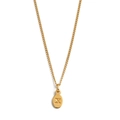 Golden stainless steel oval pendant necklace featuring a minimalist engraved letter X - Necklace + Pendant X