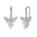 S925 sterling silver honey bee heart earrings with sparkling cubic zirconia stones - Bee White Zirconia Silver