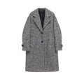 Damen Mantel mit Fischgrätenmuster, mittellang mit überschnittenen Schultern - XS / Grau