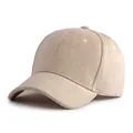 Classic khaki faux suede baseball cap with six-panel structure and curved brim - Adjustable / Beige