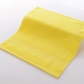 Soft bright yellow cotton square towel with elegant geometric woven border design - 34x34cm / Lemon Yellow
