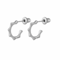 Silver geometric irregular wavy C-shaped stud earrings for women in stainless steel - Silver