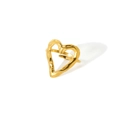 Minimalist 18K gold plated stainless steel ring with hollow heart and textured finish - Gold Hollow Heart Style (TR4018-G)