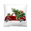 Christmas pillowcase featuring a red vintage truck with Xmas tree and gifts - Style 10-Red Christmas Truck with Tree